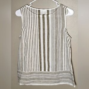 J. Jill 100% Linen Striped Quiet Luxury Coastal Minimalist Tunic Top, XS